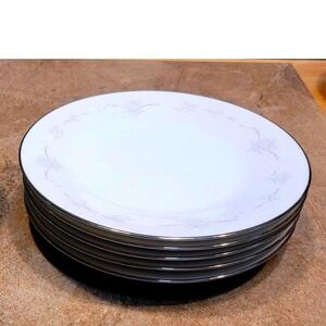 Noritake Casablanca lunch Salad Set Plates Silver Rim Elegant Formal Dining